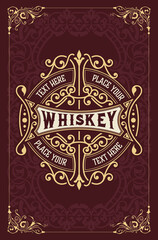 Whiskey label with old frames