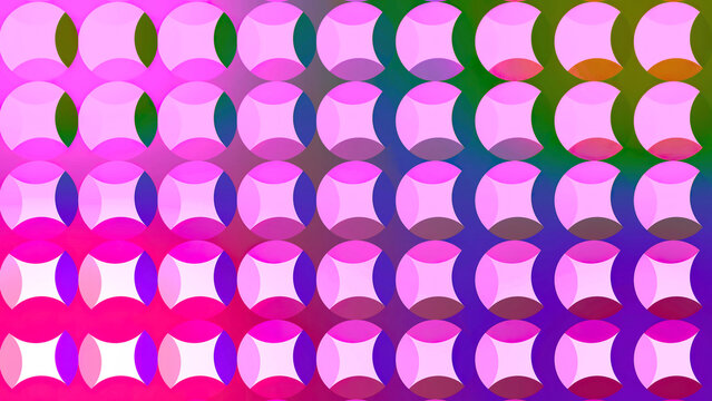 Animated colorful dot pattern background. Stock animation. Rows of increasing circles and dots between them create colorful patterned background