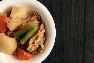 Japanese meat and potatoes on the table