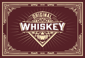 Whiskey label with old frames