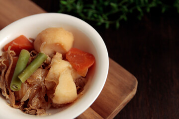 Japanese meat and potatoes on the table