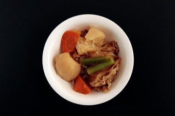 Japanese meat and potatoes on the table