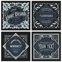 Set of 4 vintage labels for packing