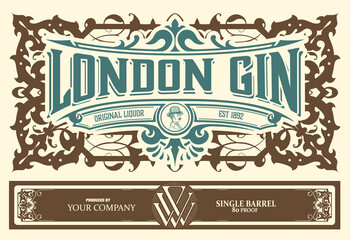 Whiskey label with old frames