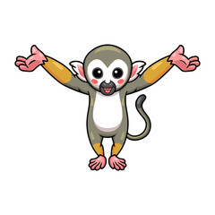 Cute little squirrel monkey cartoon raising hands