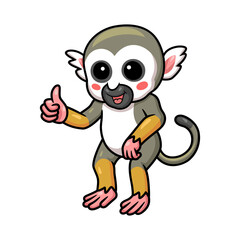 Cute little squirrel monkey cartoon giving thumb up