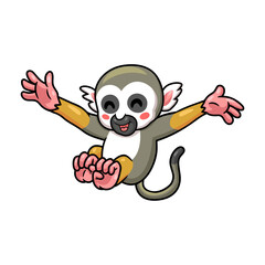 Cute little squirrel monkey cartoon jumping