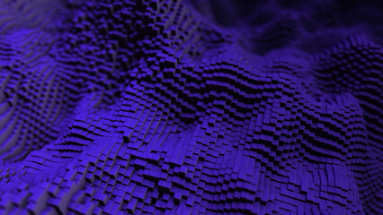 4K creating abstract graphic background texture. Animation. Abstract waves of colorful cubes moving smoothly in space