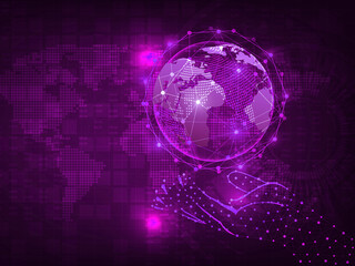 World with internet devices. Global communication technology. 2d render background