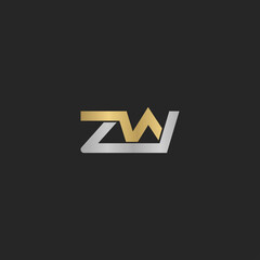 Initial letter zw logo or wz logo vector design template - obrazy, fototapety, plakaty
