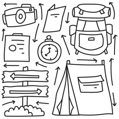Fototapeta premium Camping doodle cartoon illustration design