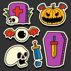 Halloween doodle cartoon sticker design