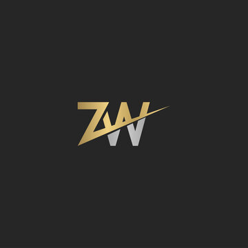 Initial letter zw logo or wz logo vector design template