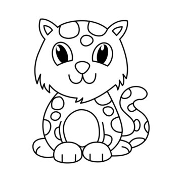 Cute leopard cartoon coloring page illustration vector. For kids coloring book.