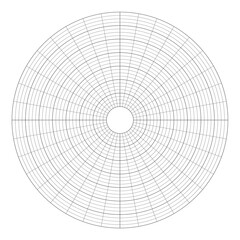 Circular Grid, Polar Coordinates Graph Paper. Vector Illustration