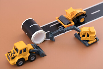 Obraz premium Construction machinery vehicle is building a road