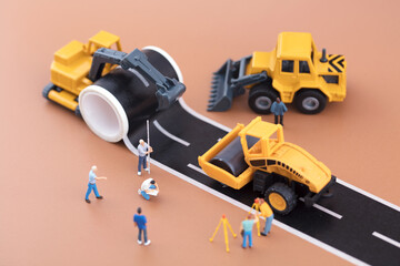 Miniature scene busy building road