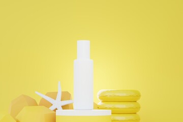 3d render of blank cosmetics skincare product or packaging for mock up. Beauty soap and spa concept. Lotion oil moisture for skin health. Premium and luxury design for branding.