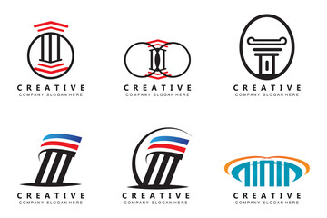 Building column pillar logo design, building structure vector illustration