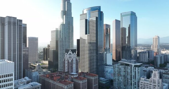 4K Los Angeles, LA downtown arial view from drone.