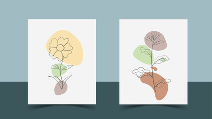 Collection of modern art posters. Botanical wall art vector set. Minimal and natural wall art. Abstract Plant Art design for print, wallpaper, cover. Modern vector illustration.