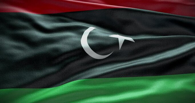 Libya national flag waving background, 4k backdrop animation