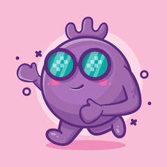 cute blueberry fruit character mascot running isolated cartoon in flat style design
