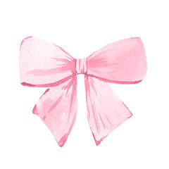 pink bow watercolor  llustration - obrazy, fototapety, plakaty
