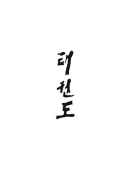 Taekwondo Written in Korean Hangul (Vertical Stylized Calligraphy) - obrazy, fototapety, plakaty