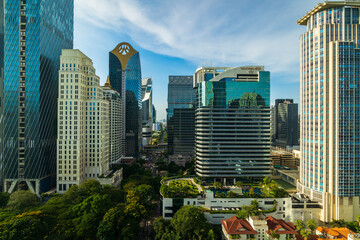 business center building with Whitthayu road in Bangkok city, Thailand