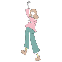 ジャンプしている女性のイラスト素材