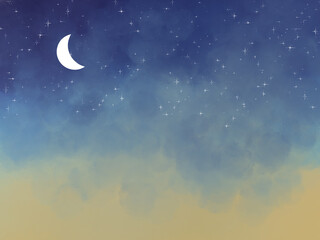 Obraz na płótnie Canvas Moonlight and starlight on magic hour illustration background 
