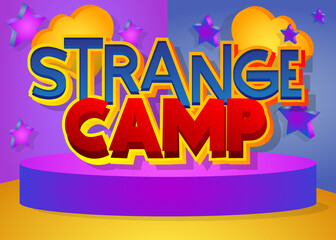 Kids Letters word Strange Camp. Word written with Children's font in cartoon style.