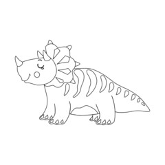 Cute cartoon dinosaur character for kids coloring book. Vector illustration.