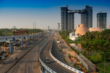 Obraz premium Kolkata, West Bengal,India- January 1st 2016 : Ma or Maa flyover, is a 4.5 kilometer long flyover in Kolkata.. From Alipore to Eastern Metropolitan Bypass of Kolkata. A large traffic is carried daily.