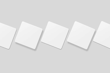 Blank square business card for mockup. 3D Render.