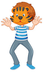 A boy wearing animal mask