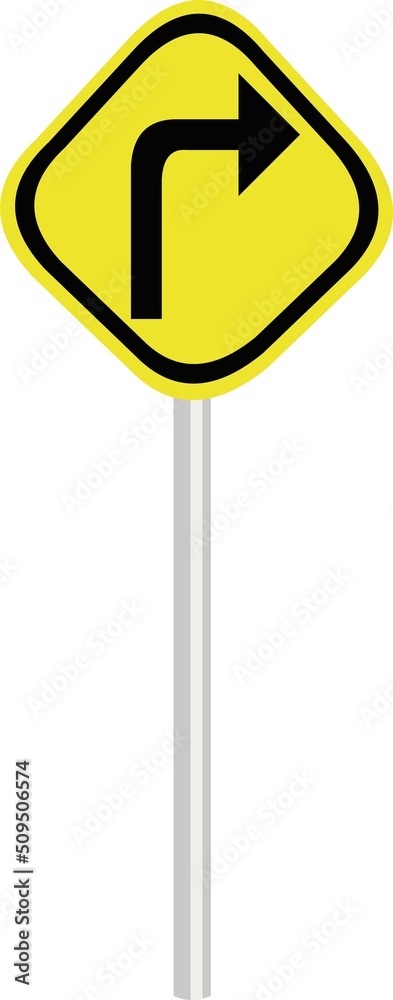 Wall mural vector illustration of traffic sign turn right