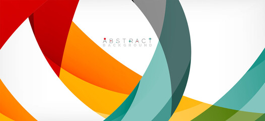 Geometric abstract background. Circle created with overlapping color shapes. Vector Illustration For Wallpaper, Banner, Background, Landing Page