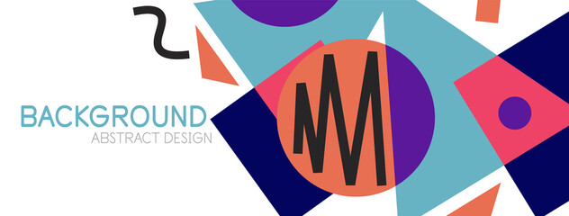 Abstract background. Blocks, lines, triangles, circles composition. Techno or business concept for wallpaper, banner, background, landing page