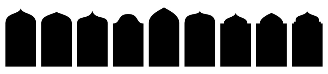 set of islamic frames shapes badges
