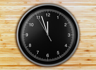Wall clock on wood background