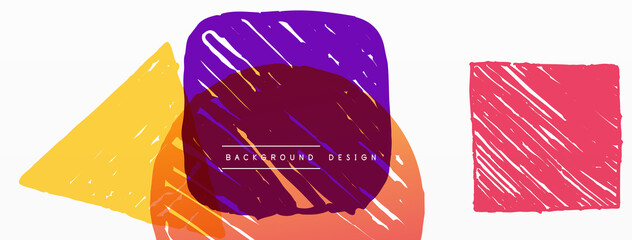 Abstract background. Hand drawn geometric shape - square, circle and triangle. Craft business concept template for wallpaper, banner, background or landing