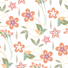 Vector decorative floral pattern in pastel light colors on a white background, spring-summer theme, elegant female background for fabric design, wallpaper.