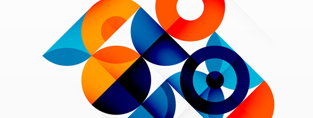 Obraz premium Colorful circle abstract background. Minimal geometric template for wallpaper, banner, presentation
