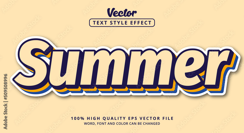 Poster Editable text effect, Summer text with combination color light text and layered style with light color style