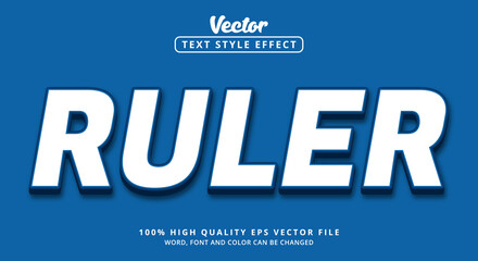 Editable text effect, Ruler text with layered style and color blue style modern style