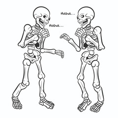 Human skeleton bones in various pose