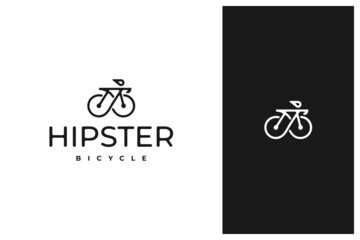 hipster bicycle vector logo design in outline, line art style