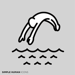 シンプルな人間のアイコンシリーズ　「飛び込みする人」